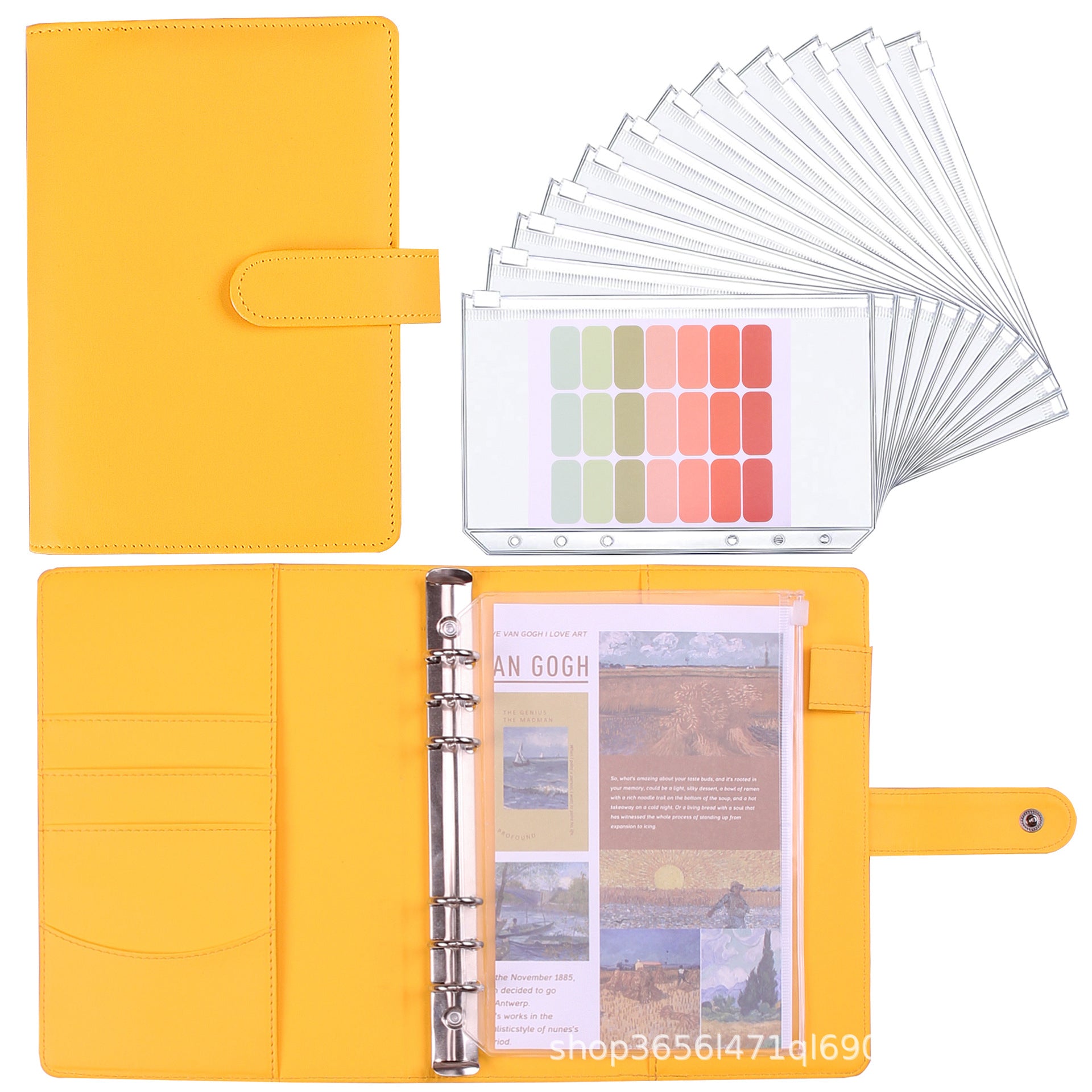 Wholesale A6 Loose Leaf Clip Zipper Bag Macaron Leather PU Notebook